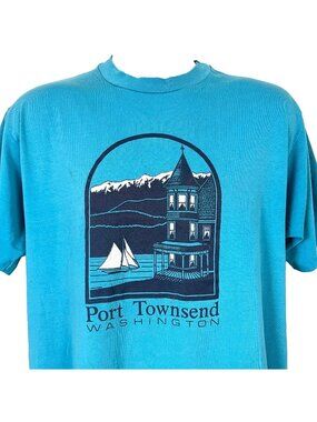 Port Townsend Washington Mens Vtg T-Shirt size XL/L 42" Single Stitch Hanes USA